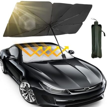 Car Umbrella Sunshade Car Windshield Sun Shade Umbrella, Sun Visor Protector, Foldable Front Window Sunshade Umbrella, Heat Insulation Protection ( Without Box )